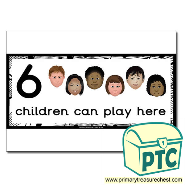 Music Area Sign - Images of Faces - 6 children can play here - Classroom Organisation Poster