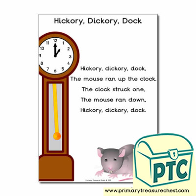 Hickory Dickory Dock Nursery Rhyme Poster