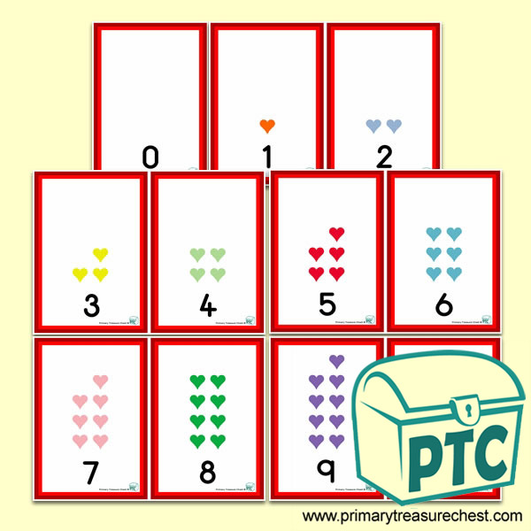 Coloured Hearts Number Shapes 0 to 10