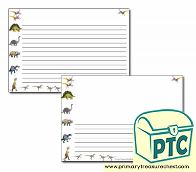 Dinosaur Themed Landscape Page Borders/Writing Frames (narrow lines)