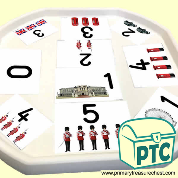London Themed Number Tuff Tray Cards