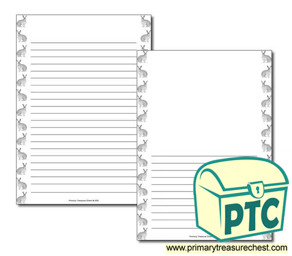 Arctic Hare themed Page Borders/Writing Frames (narrow lines)
