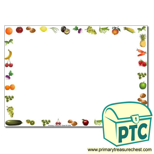 Harvest fruit & vegetables Landscape Page Border/Writing Frame (no lines)