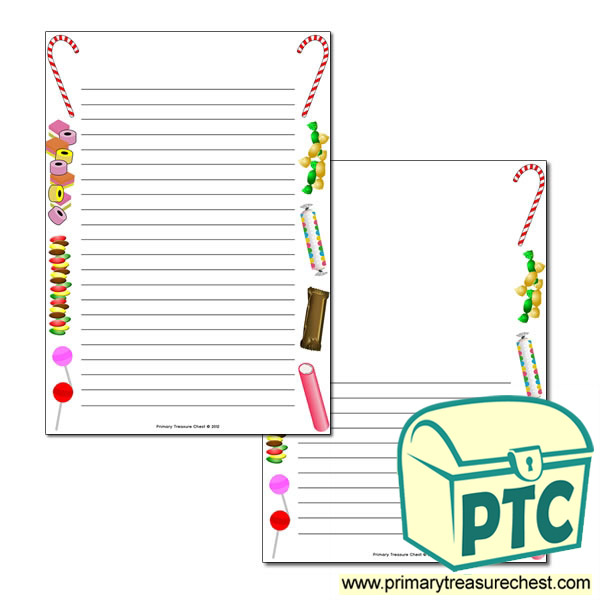 Sweets/Candy Themed Page Border/Writing Frame (narrow lines)