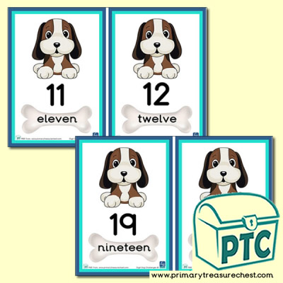 Digit Dog Themed Number Line 11 to 20