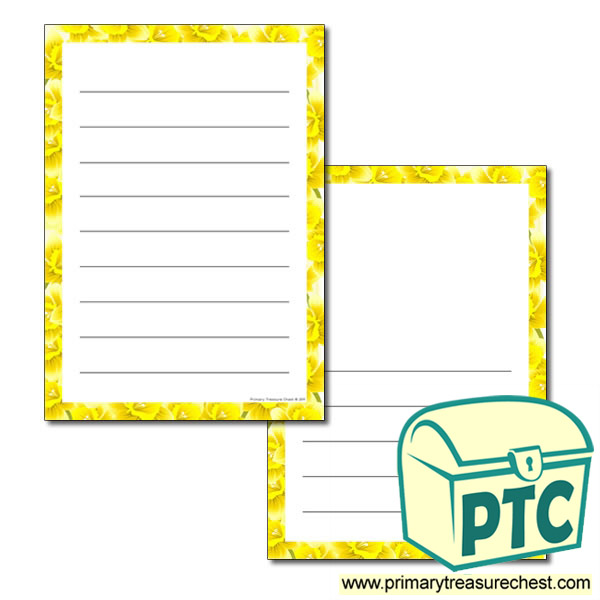 Daffodil Themed Page Border - Wide Lines
