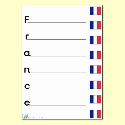 France Acrostic Poem Worksheet