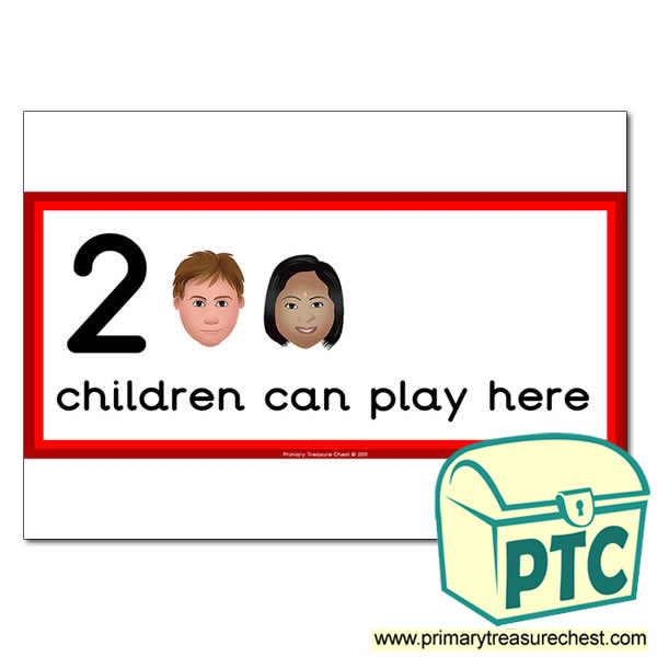 Games Area Sign - Images of Faces - 2 children can play here - Classroom Organisation Poster