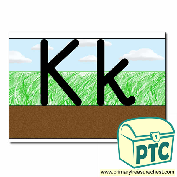 Letter 'Kk' Ground-Grass-Sky Letter Formation Sheet