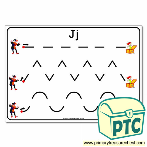'Jj' Themed Pre-Writing Patterns Activity Sheet
