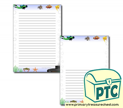 'Under the Sea' Themed Page Border/Writing Frame (narrow lines)