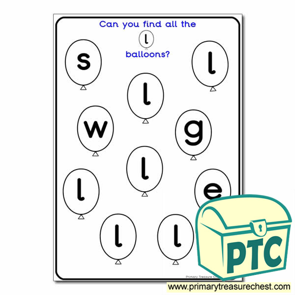 letter l balloon activity sheet primary treasure chest letter l activity