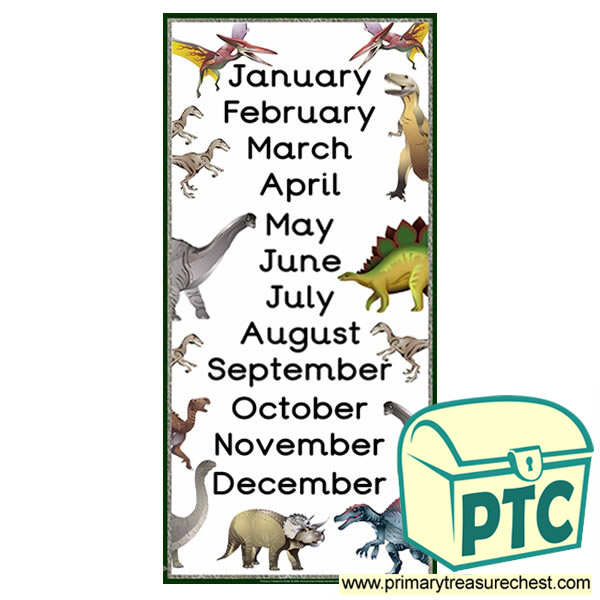 Dinosaur Months of the Year Poster - EYFS & KS1 Dinosaur teaching resources  - Primary Treasure Chest