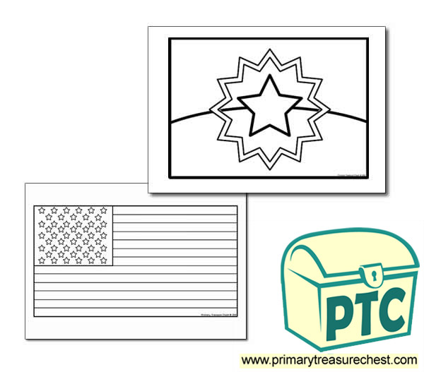 Juneteenth Flag Coloring sheet - Primary Treasure Chest