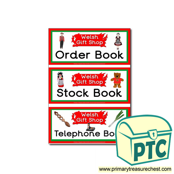 Role Play Welsh Gift Shop Book labels - Primary Treasure Chest