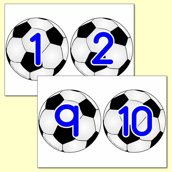 Football Number Line 0-10 (no border) - Primary Treasure Chest