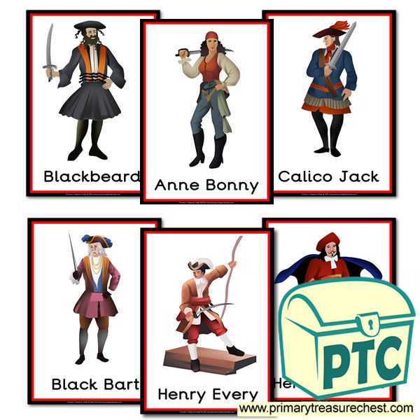 Famous Pirates Themed Posters - Primary Treasure Chest