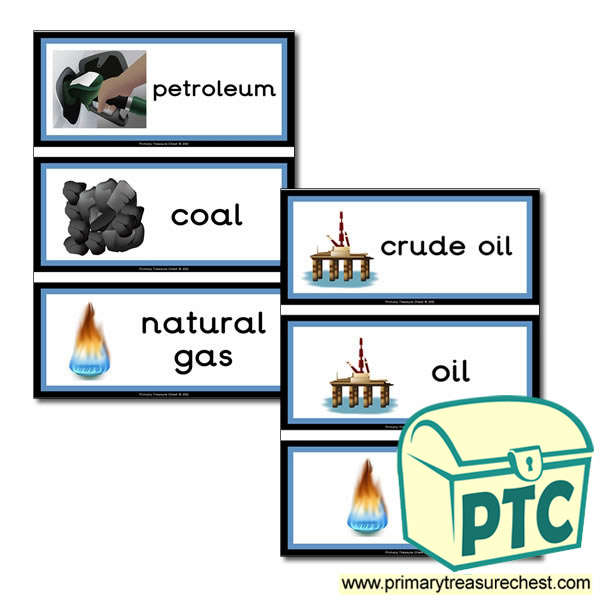 Fossil Fuels Themed Flashcards - Primary Treasure Chest