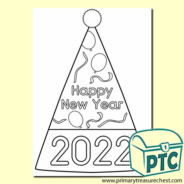 Happy New Year' Hat Colouring-In Activity 2022 - Primary Treasure Chest