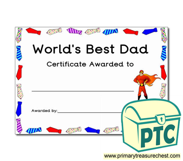 world s best dad father s day certificate primary treasure chest
