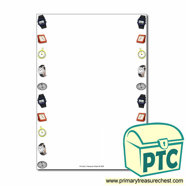 time clock themed page border blank primary treasure chest